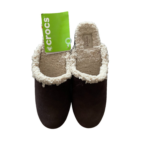 Crocs Women ~Sarah Lined Clogs~ Brown Faux Fur Slip On Comfort Shoes - NWT - Picture 2 of 5